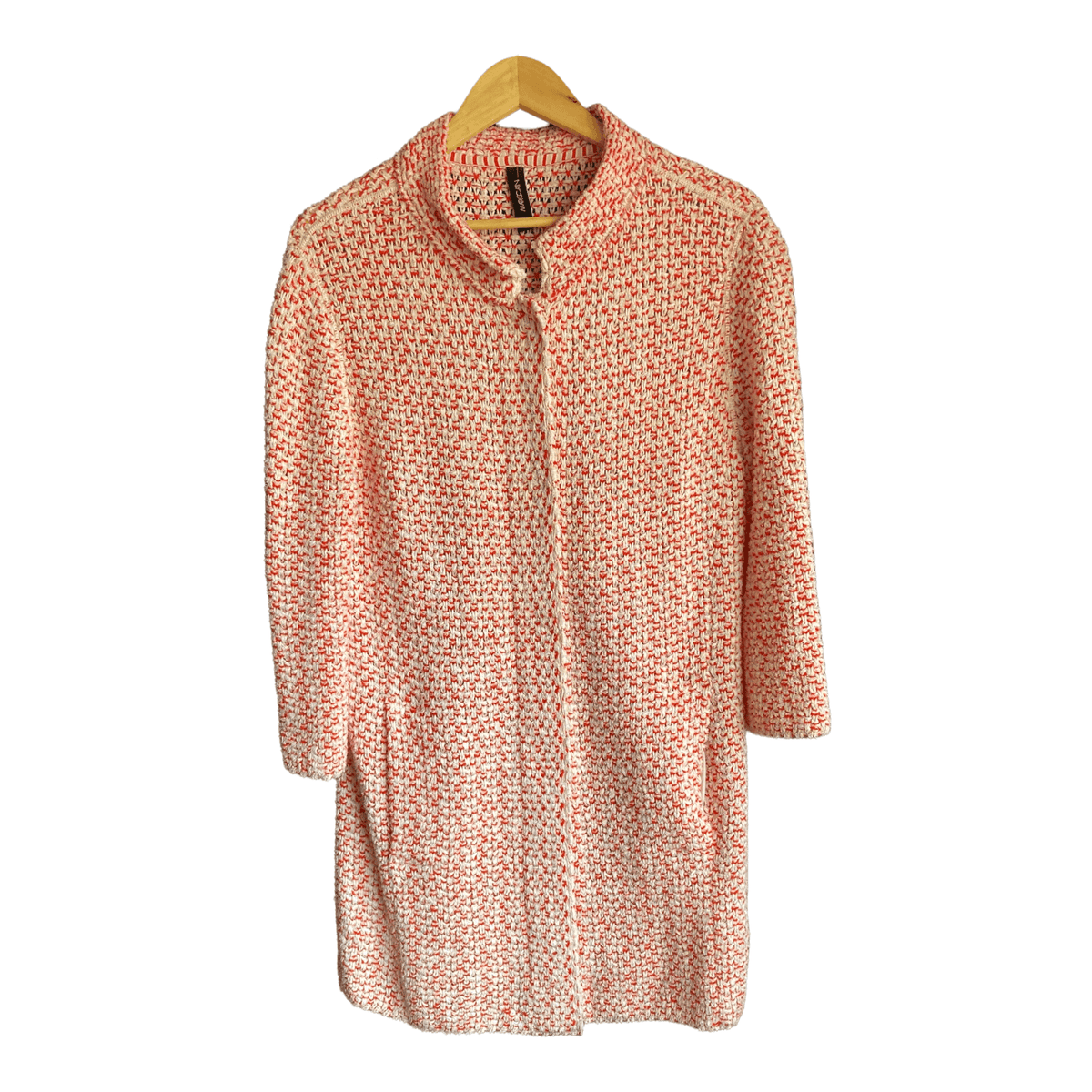 Marccain Orange And Cream Long Sleeved Coat UK Size 14 - Ava & Iva