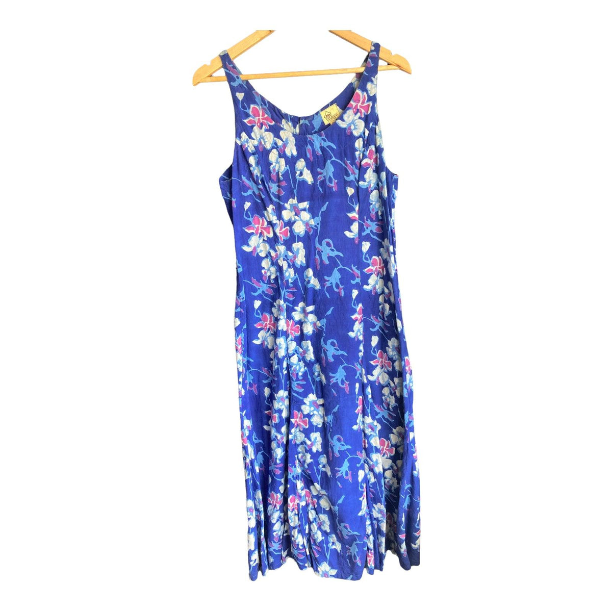 Anokhi Cotton Blue Floral Sleeveless Dress UK Size 12 - Ava & Iva