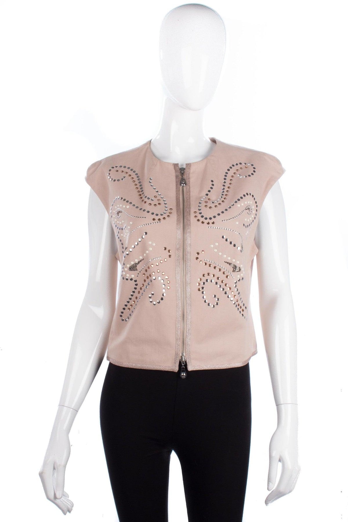 MYBC Sleeveless Top Cotton Embellished Cream Size 14 - Ava & Iva