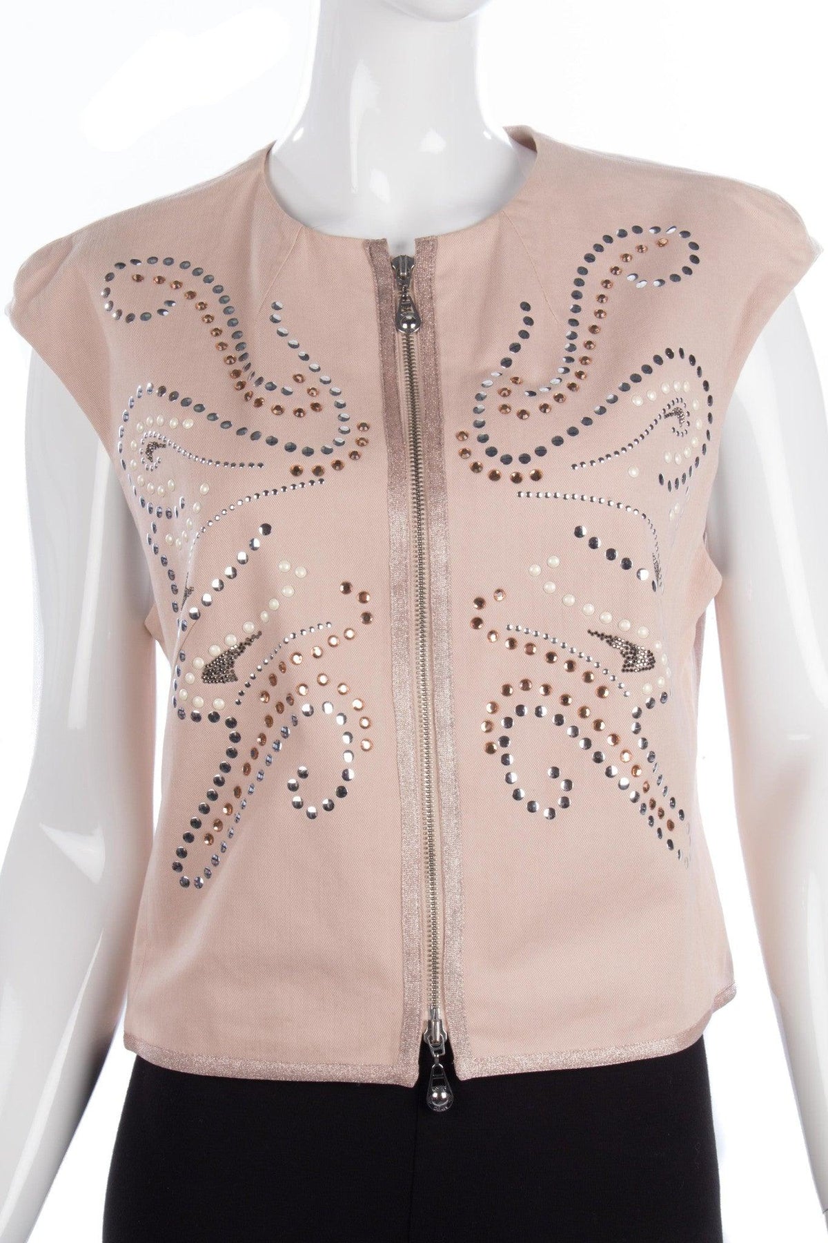 MYBC Sleeveless Top Cotton Embellished Cream Size 14 - Ava & Iva