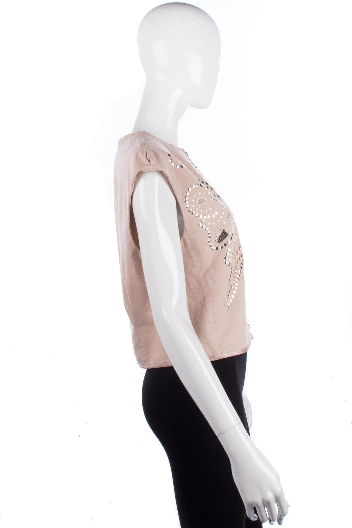 MYBC Sleeveless Top Cotton Embellished Cream Size 14 - Ava & Iva