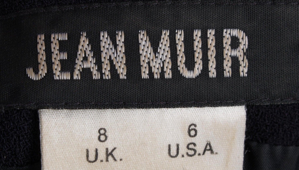 Jean Muir Vintage Wool Crepe Dress Navy Blue Size 8 - Ava & Iva