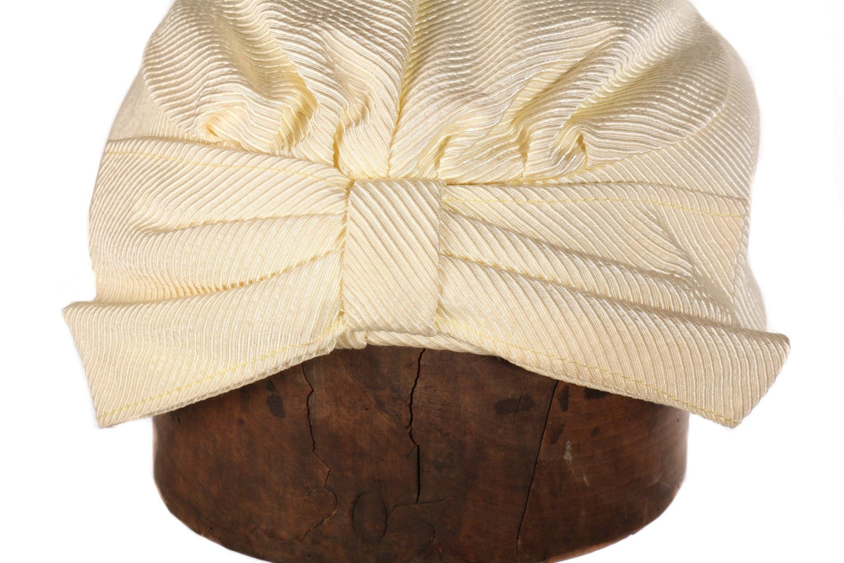 Jacoll Vintage Pillbox/Turban Hat Silk Cream Size 52.5cm Small - Ava & Iva