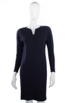 Jean Muir Vintage Wool Crepe Dress Navy Blue Size 8 - Ava & Iva