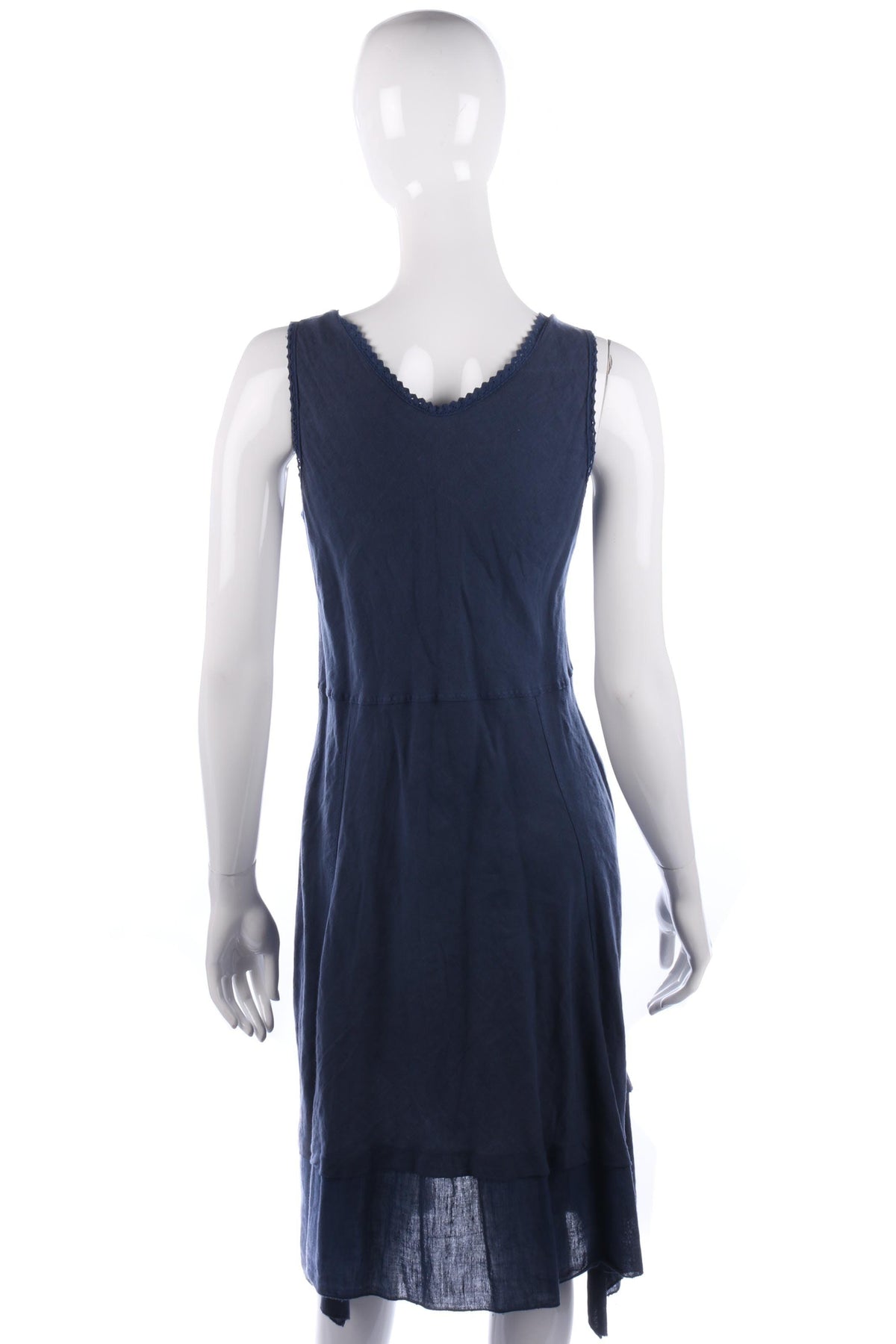 Peruzzi 100% Linen Italian Sleeveless Dress Navy Size 10 - Ava & Iva