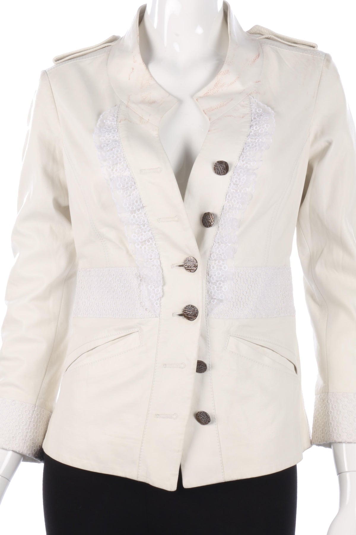 Graeme Black Super Soft Leather Jacket White Size S - Ava & Iva