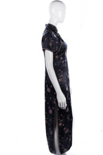 Chinese  "Dachunghwa" Long Black Embroidered Dress. Size 8 - Ava & Iva