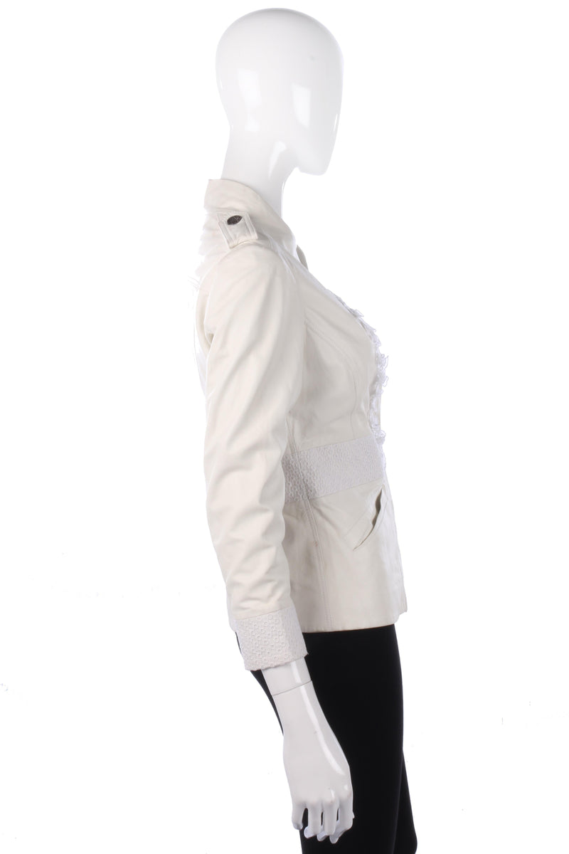 Graeme Black Super Soft Leather Jacket White Size S - Ava & Iva