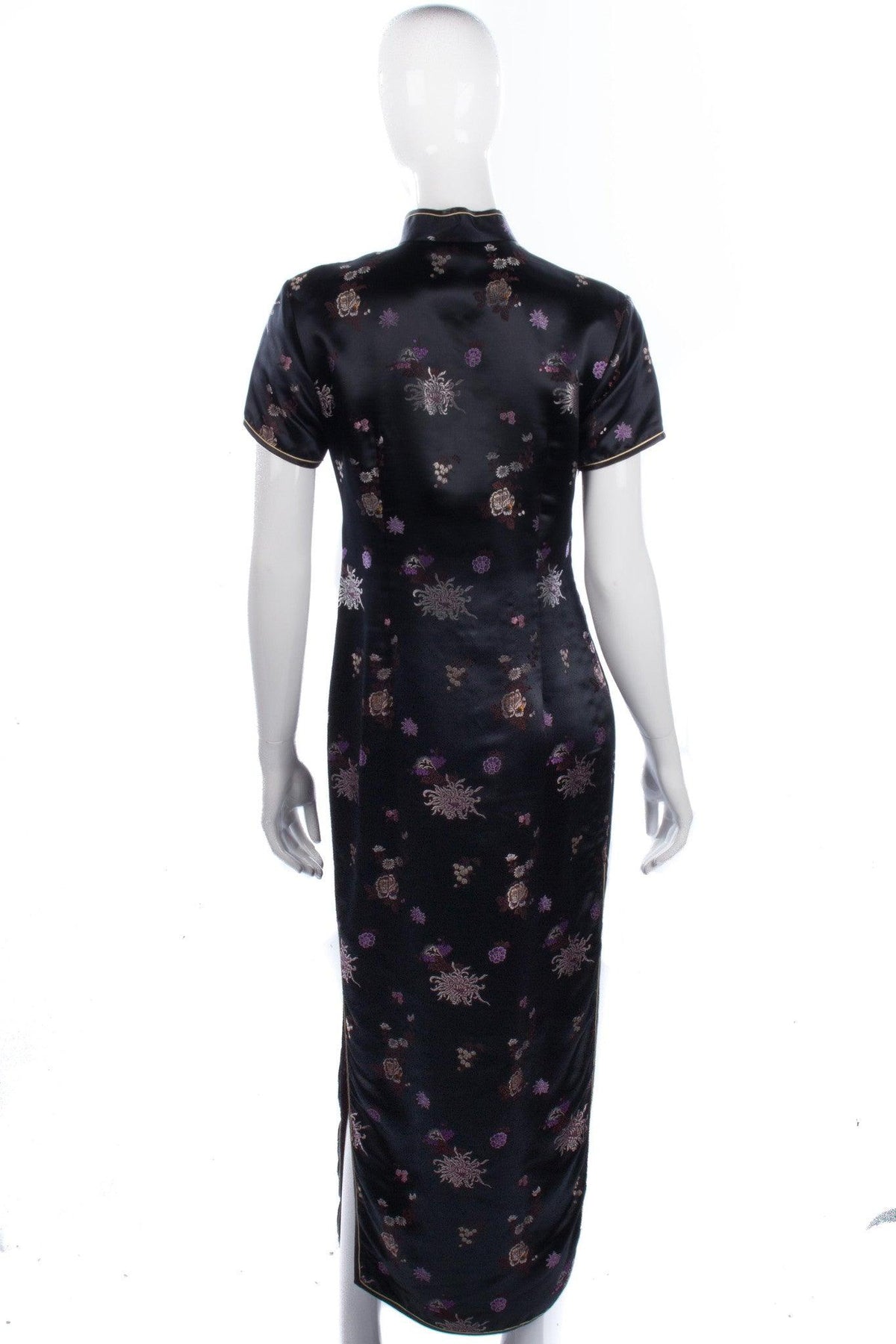 Chinese  "Dachunghwa" Long Black Embroidered Dress. Size 8 - Ava & Iva