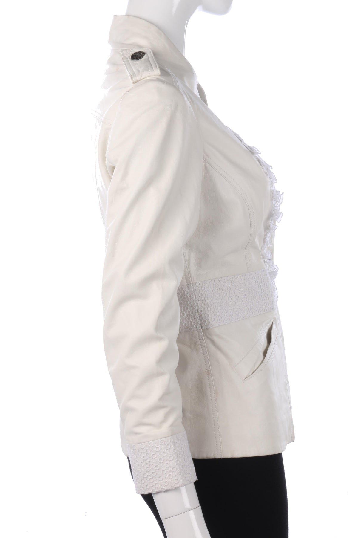 Graeme Black Super Soft Leather Jacket White Size S - Ava & Iva