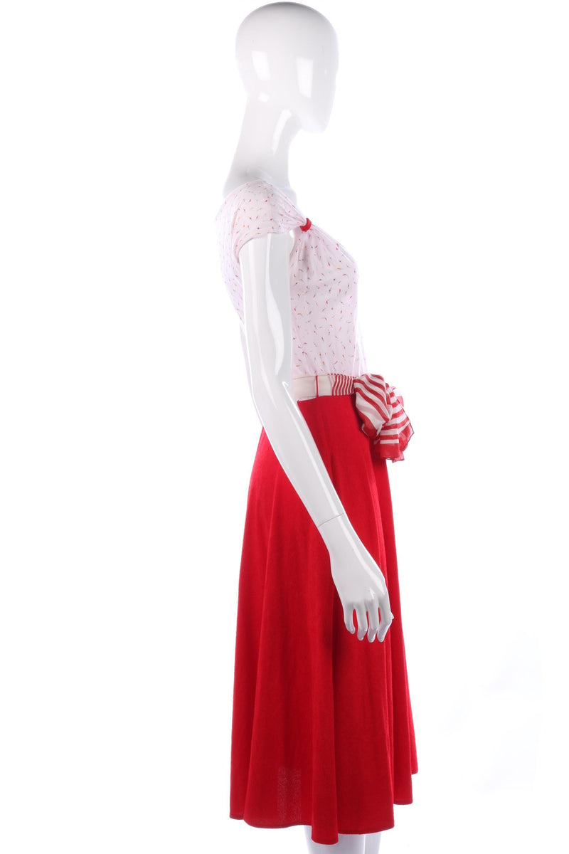 Marvie vintage dress with red skirt and white patterned top size M - Ava & Iva