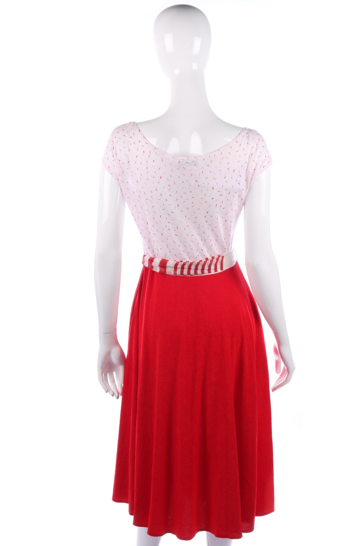 Marvie vintage dress with red skirt and white patterned top size M - Ava & Iva