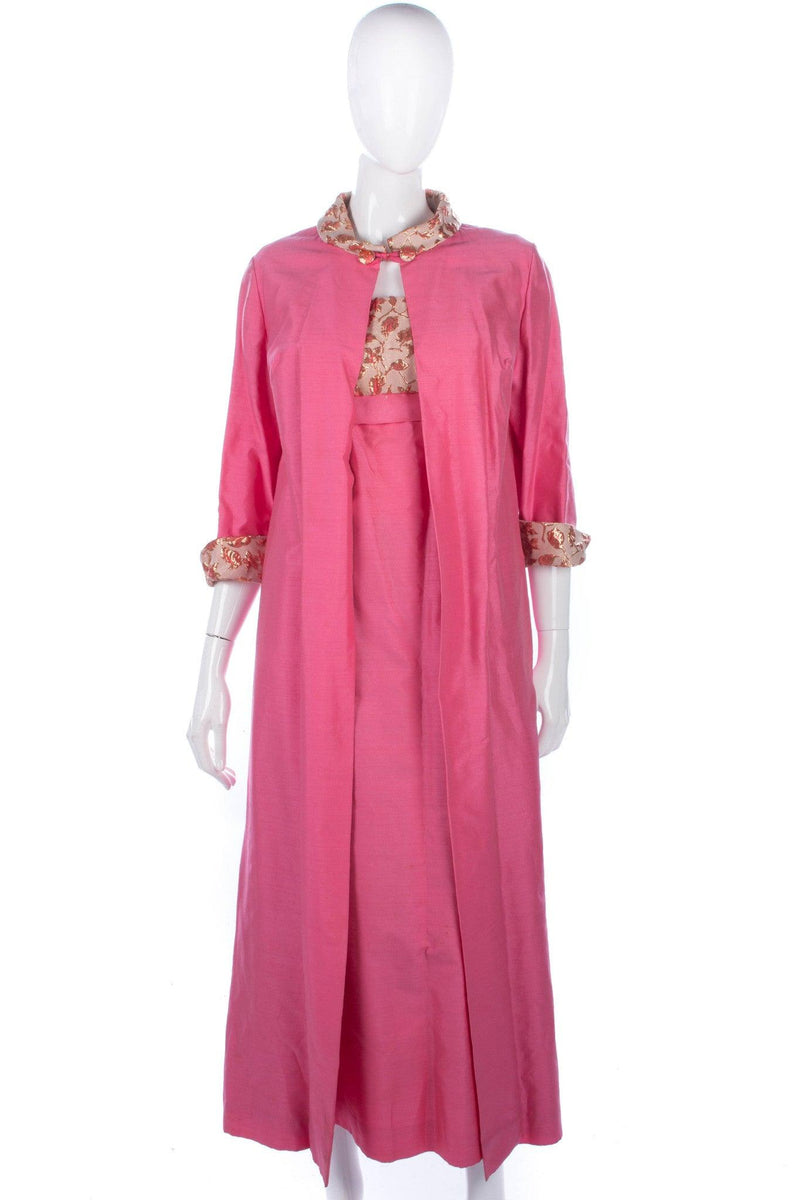 Fabulous Vintage 1950/60's Raw Silk Pink and Gold Long Evening Dress and Coat Size 10 - Ava & Iva