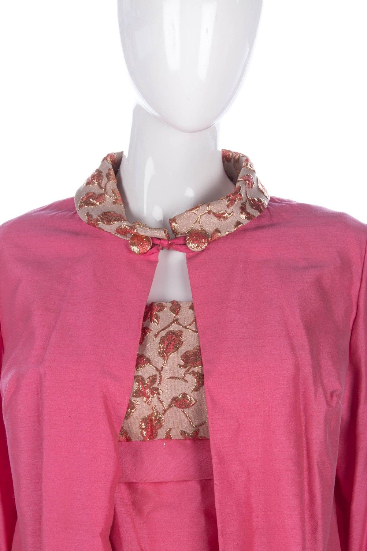 Fabulous Vintage 1950/60's Raw Silk Pink and Gold Long Evening Dress and Coat Size 10 - Ava & Iva