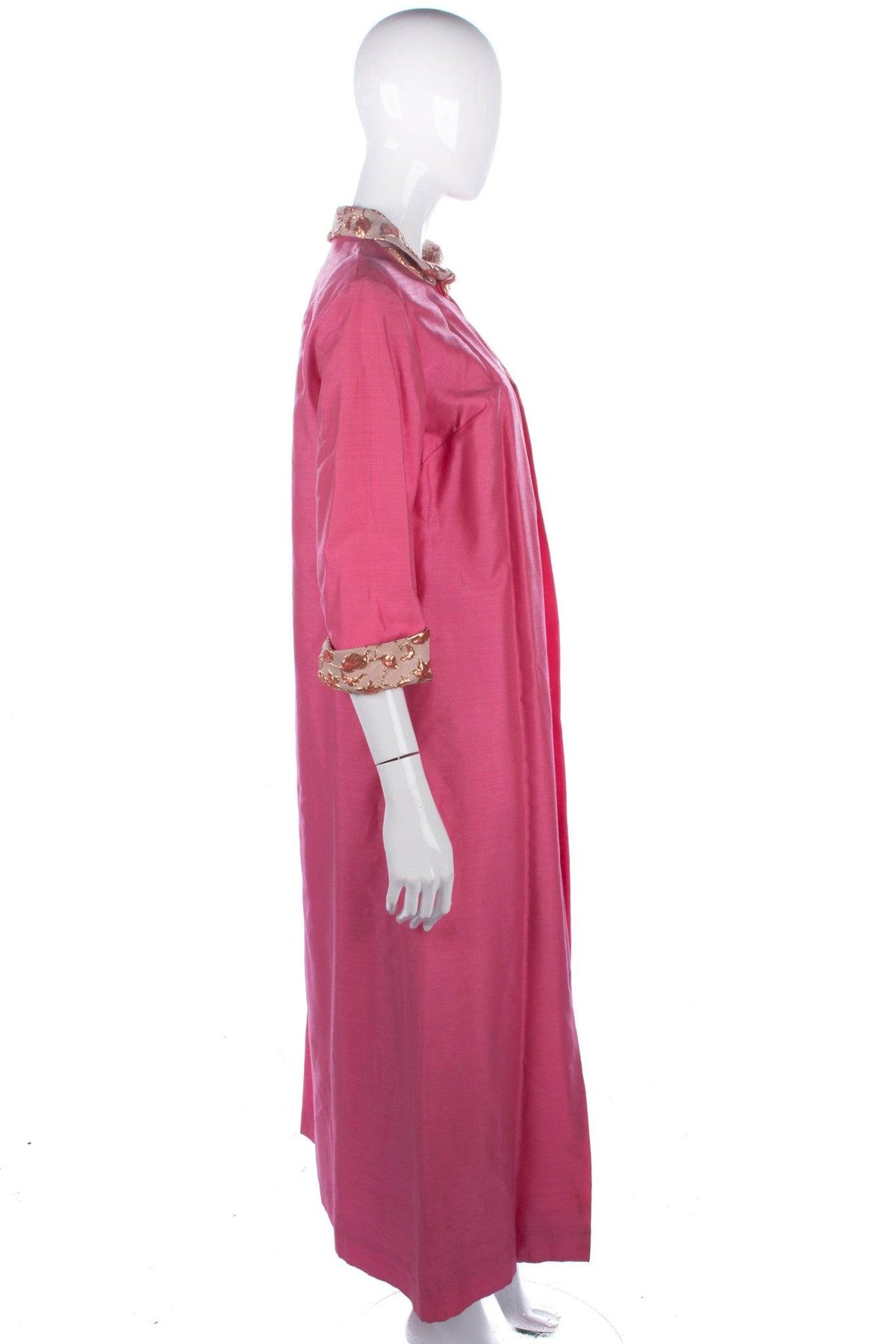 Fabulous Vintage 1950/60's Raw Silk Pink and Gold Long Evening Dress and Coat Size 10 - Ava & Iva