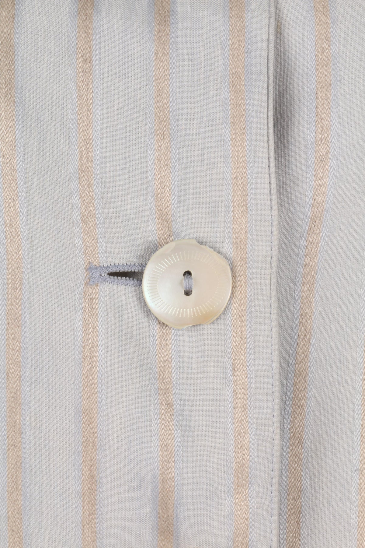 Jaeger Long Jacket Linen Grey and Gold Striped Size 14 - Ava & Iva