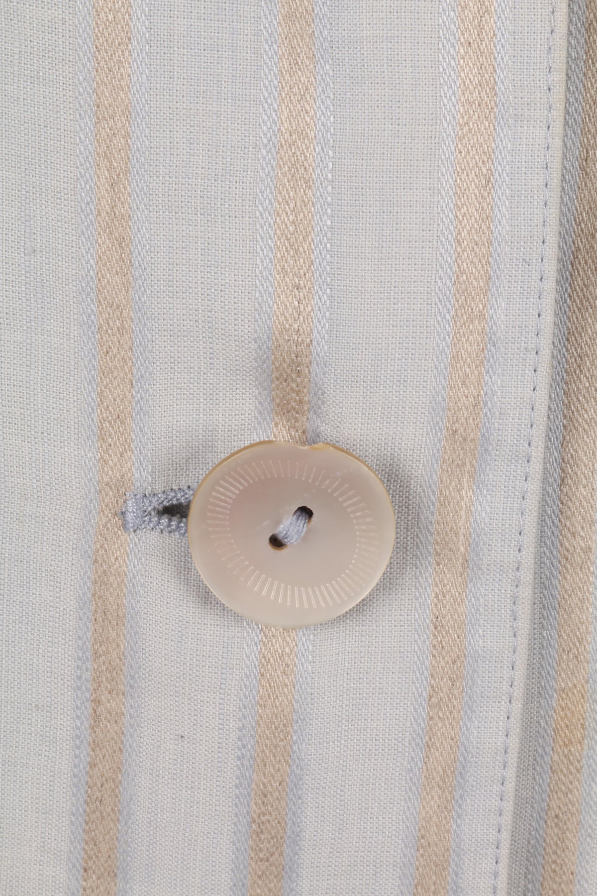 Jaeger Long Jacket Linen Grey and Gold Striped Size 14 - Ava & Iva