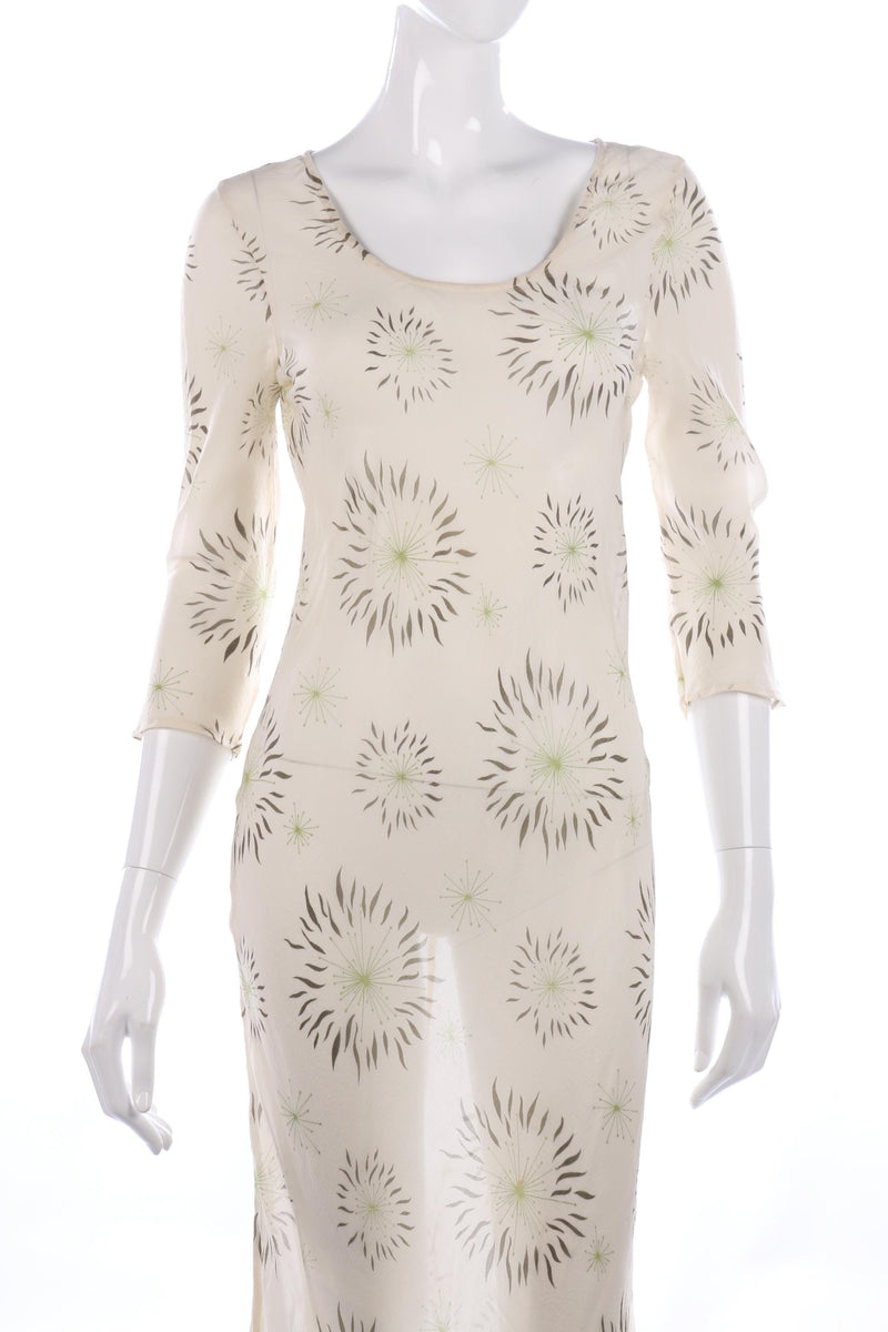Allegra Hicks Dress 100% Silk Cream Floral Size S - Ava & Iva