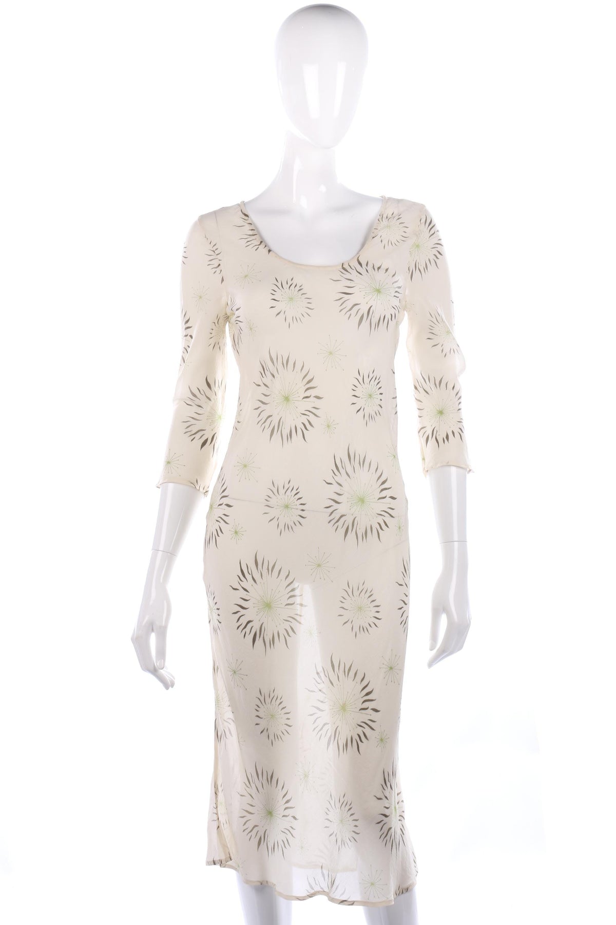 Allegra Hicks Dress 100% Silk Cream Floral Size S - Ava & Iva