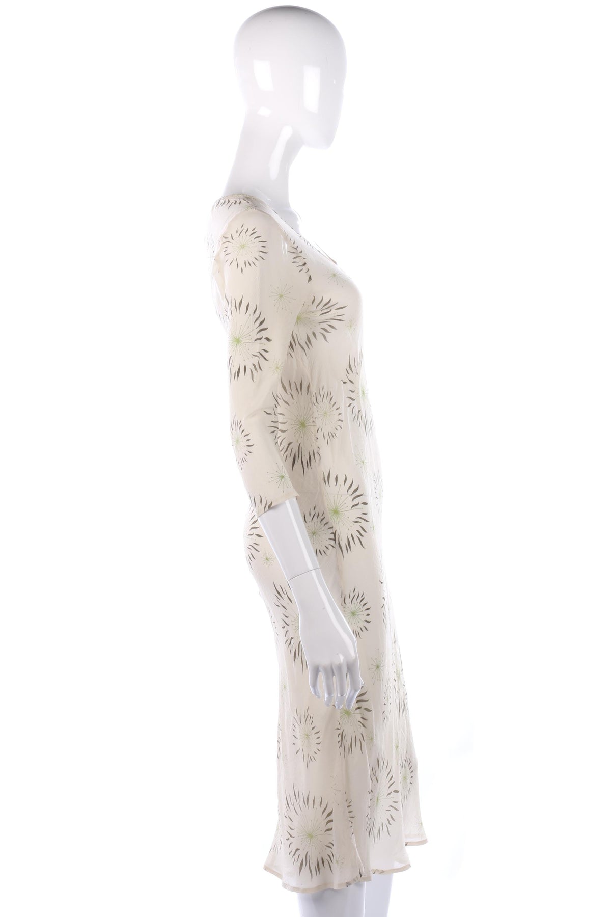 Allegra Hicks Dress 100% Silk Cream Floral Size S - Ava & Iva