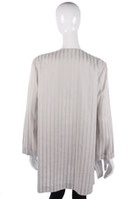 Jaeger Long Jacket Linen Grey and Gold Striped Size 14 - Ava & Iva