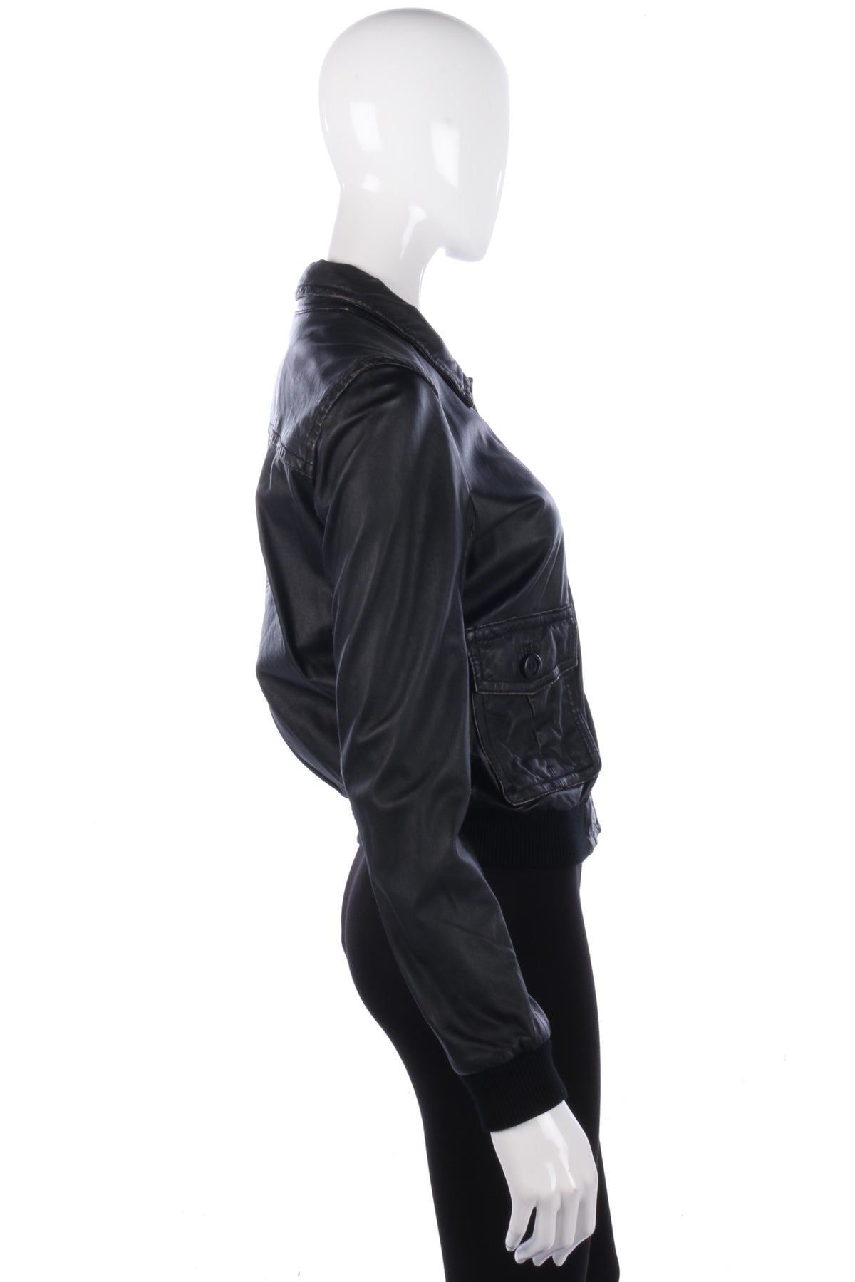 J Crew Soft Leather Bomber Jacket Black UK 8 - Ava & Iva