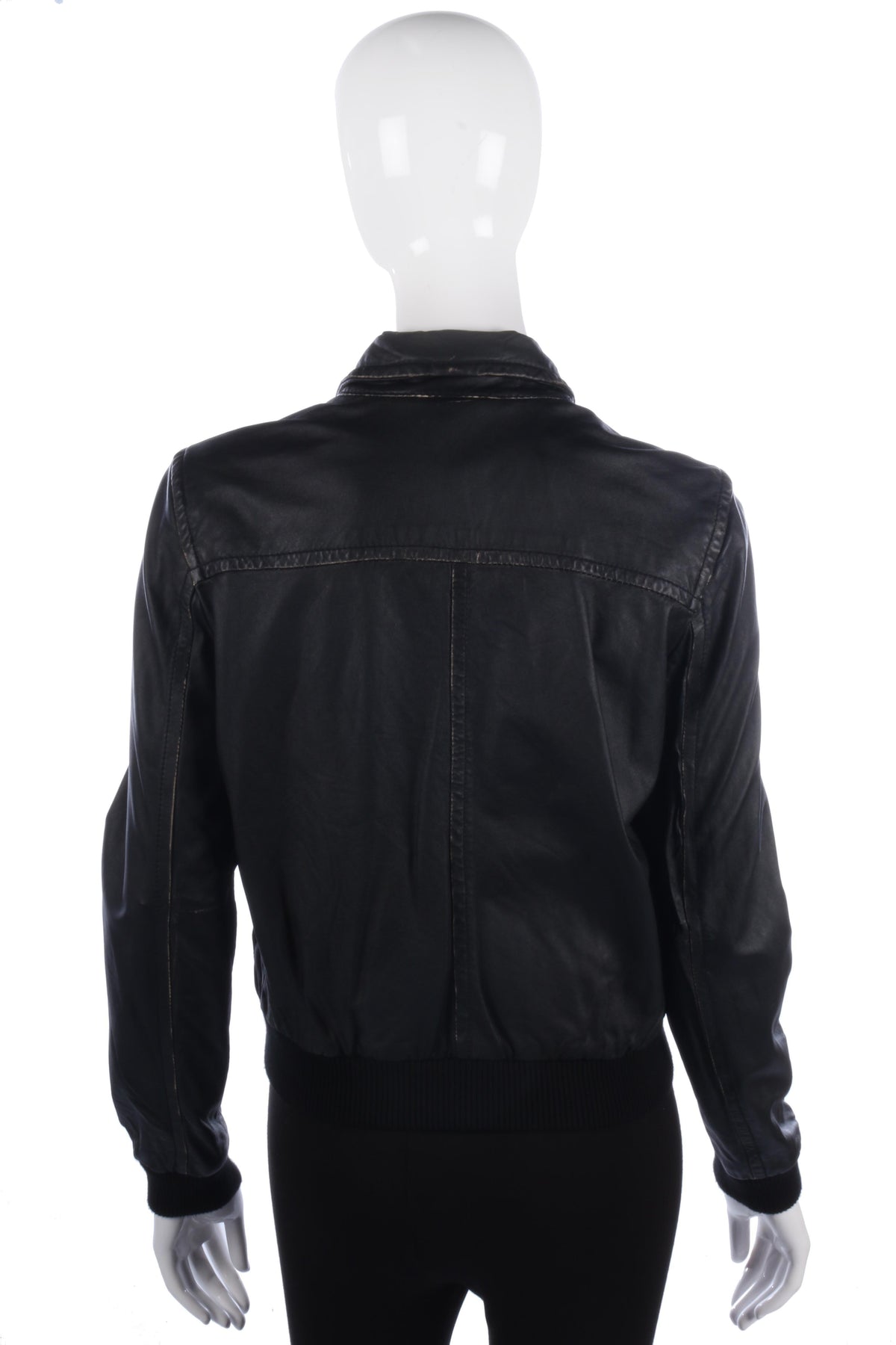 J Crew Soft Leather Bomber Jacket Black UK 8 - Ava & Iva