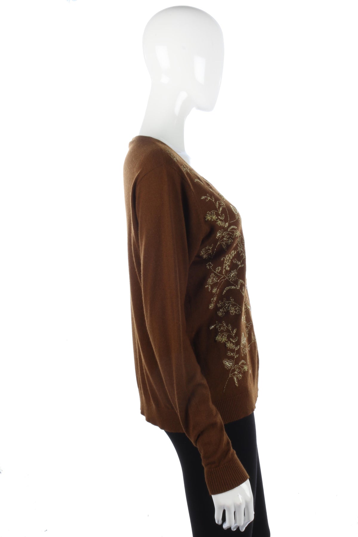 Wrap silk and cashmere brown embroidered cardigan - Ava & Iva
