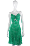 Vintage pleated 1970's green and white spotted dress, size S/M - Ava & Iva
