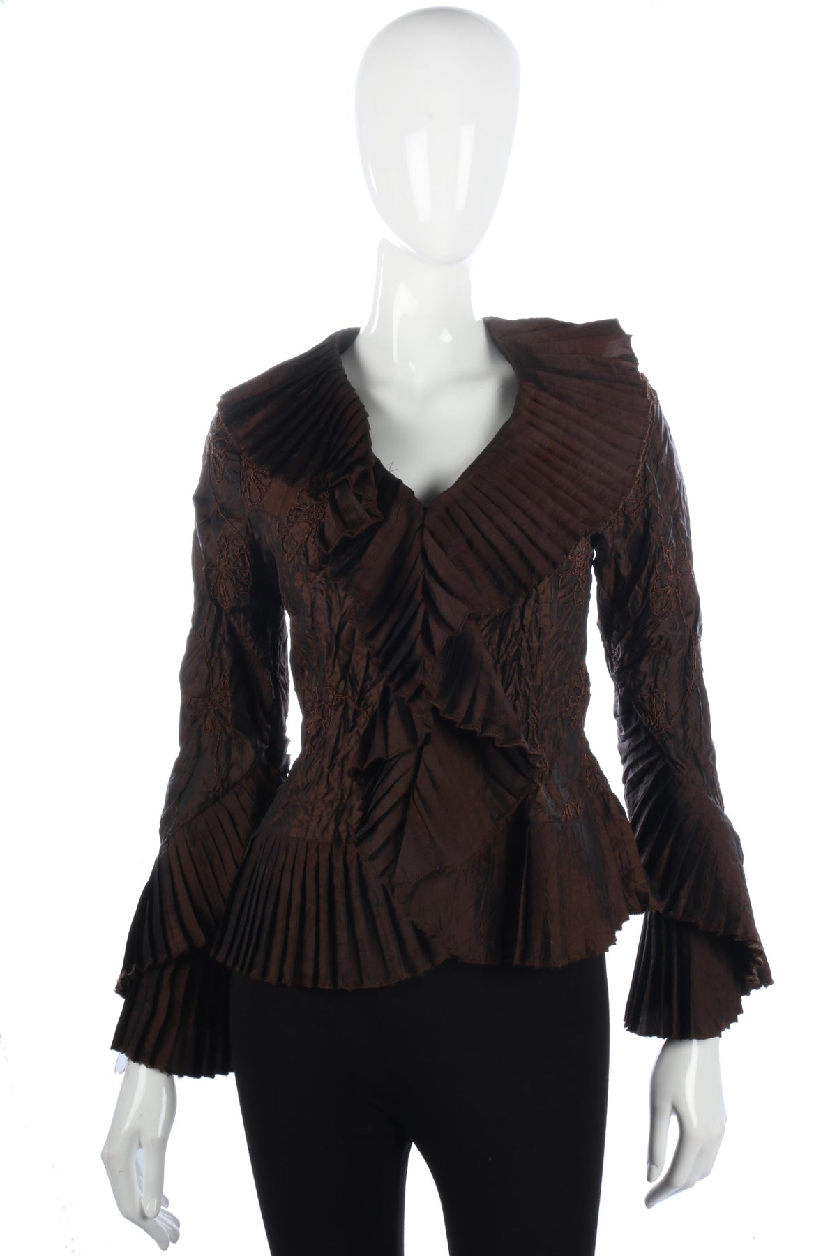 Funky french brown evening jacket with floral embroidery - Ava & Iva