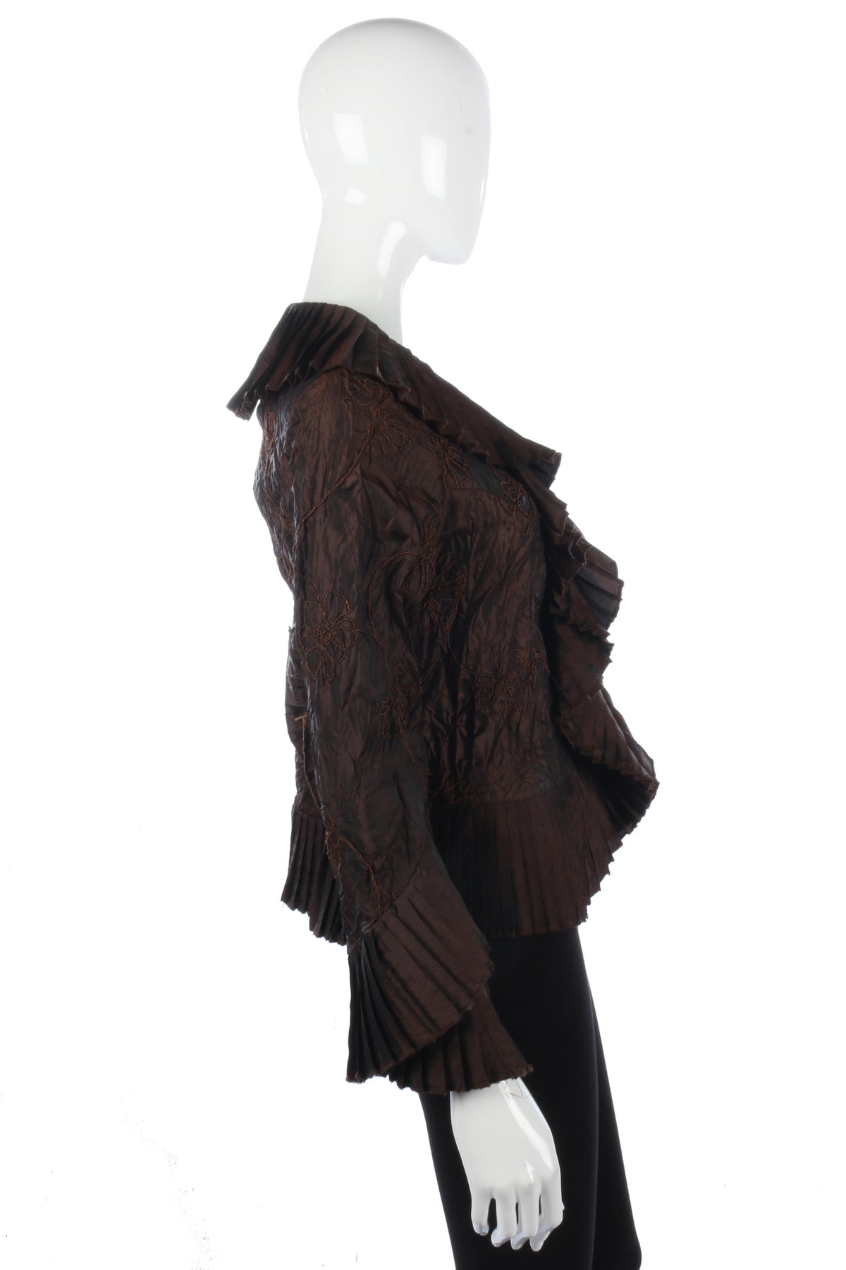 Funky french brown evening jacket with floral embroidery - Ava & Iva