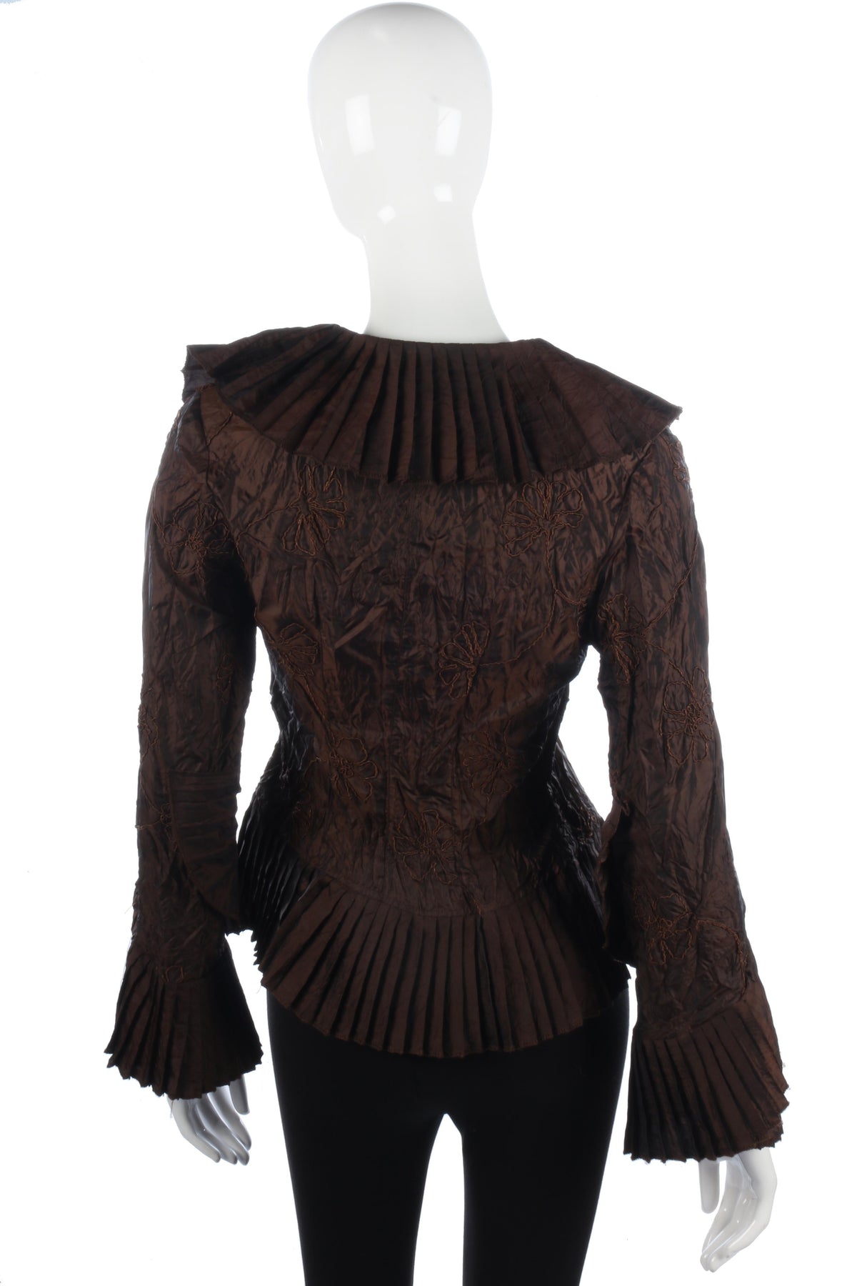 Funky french brown evening jacket with floral embroidery - Ava & Iva