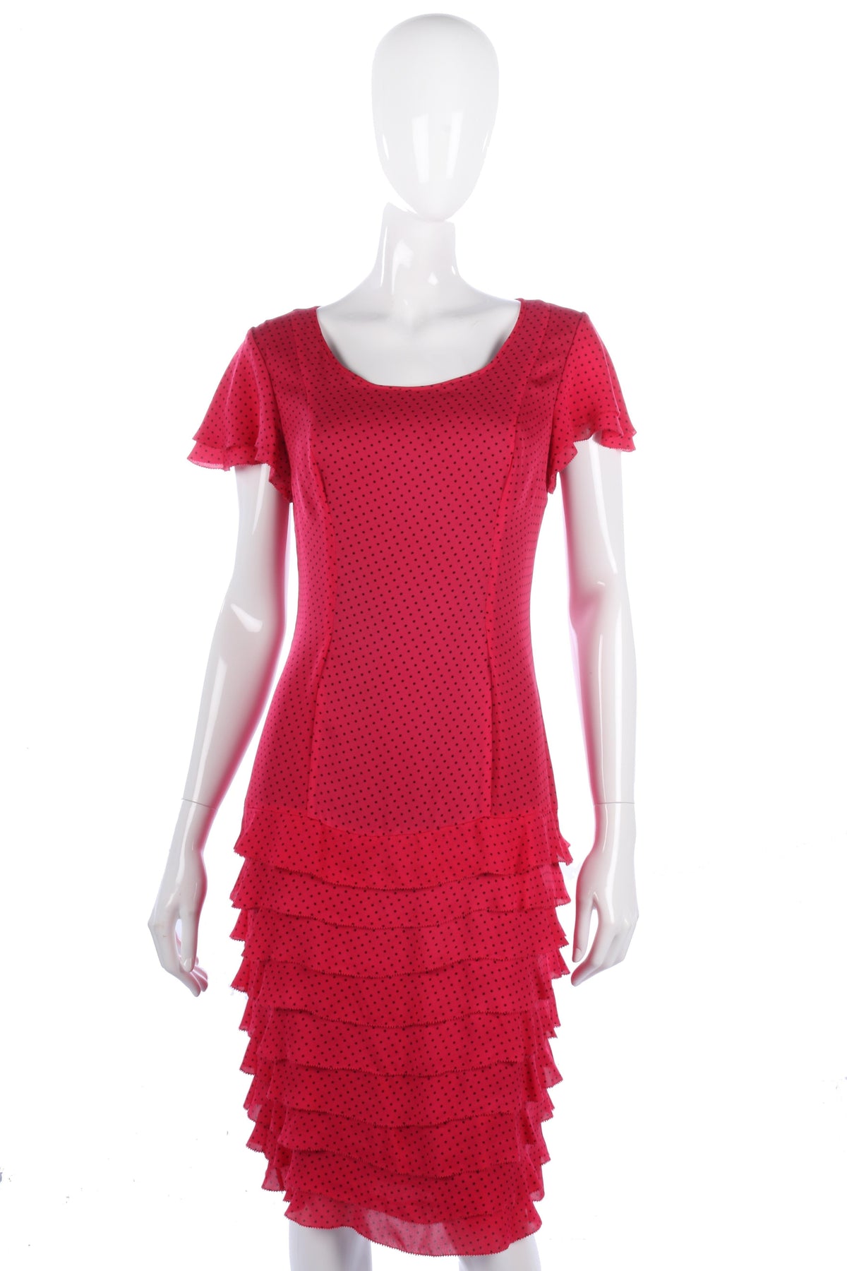 Fabulous Jaeger silk pink dress with ruffle details, size 10 - Ava & Iva