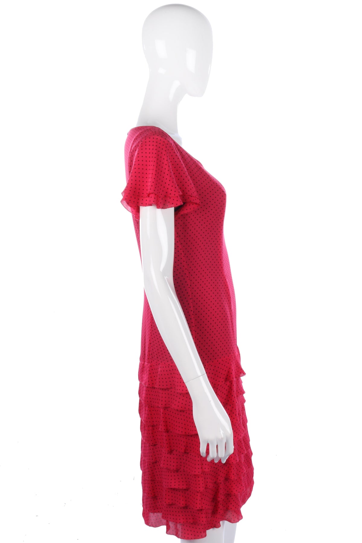 Fabulous Jaeger silk pink dress with ruffle details, size 10 - Ava & Iva