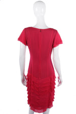 Fabulous Jaeger silk pink dress with ruffle details, size 10 - Ava & Iva