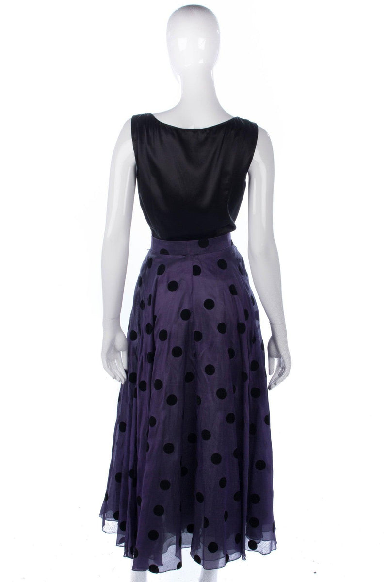 Lovely silk purple skirt with black spots by Roland Kenney - Ava & Iva