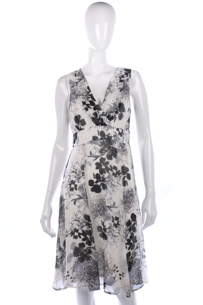 Tina Taylor Dress Silk Black and White Floral Dress Size UK 10 - Ava & Iva