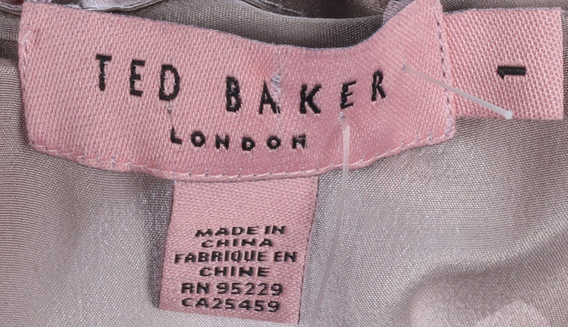 Ted Baker Top Cap sleeves 100% Silk Grey Floral UK 8 - Ava & Iva