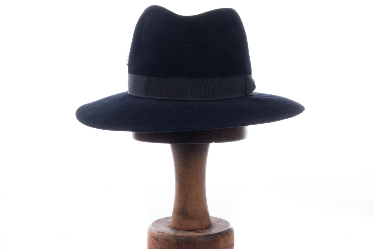 World Originals Homburg Black Felt with Feather Detail Size S (54cm) - Ava & Iva