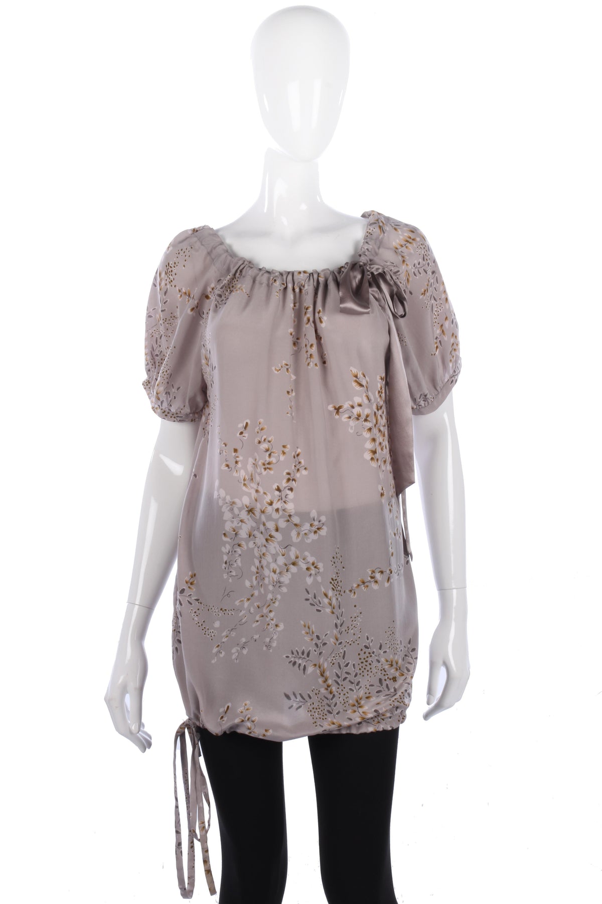 Ted Baker Top Cap sleeves 100% Silk Grey Floral UK 8 - Ava & Iva