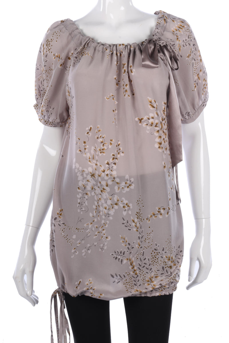 Ted Baker Top Cap sleeves 100% Silk Grey Floral UK 8 - Ava & Iva