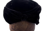 Fabulous Vintage Edward Mann "Edma" Black Velvet Pillbox Hat Size 51cm - Ava & Iva