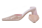 LBD Mules Pink with Sequinned Toe Detail Size 4 - Ava & Iva