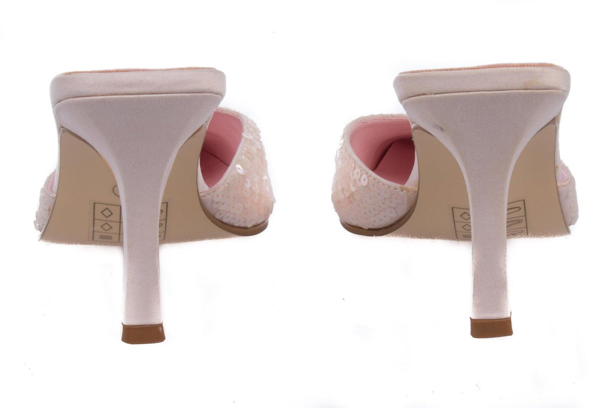 LBD Mules Pink with Sequinned Toe Detail Size 4 - Ava & Iva