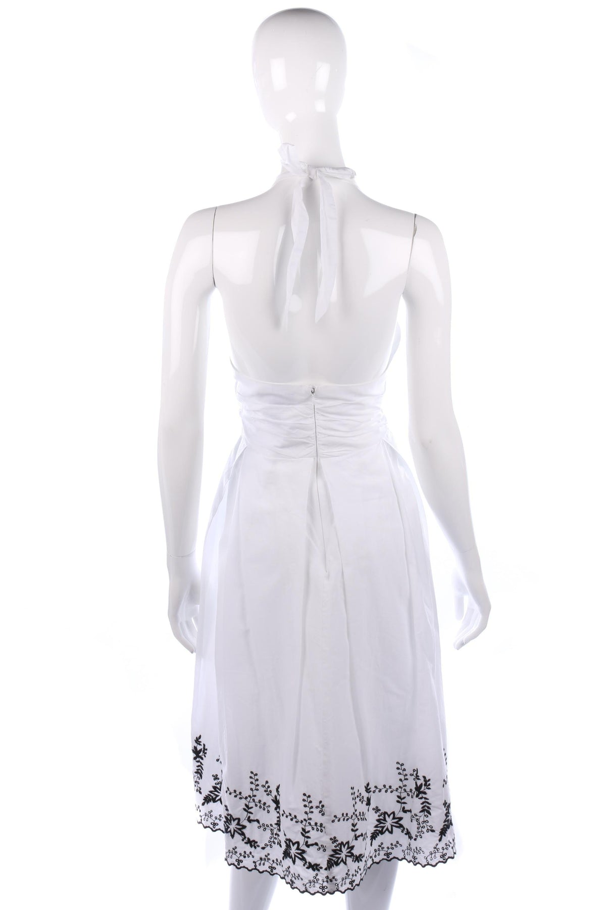 Signature Lovely white halter neck dress with embroidery size 10/12 - Ava & Iva