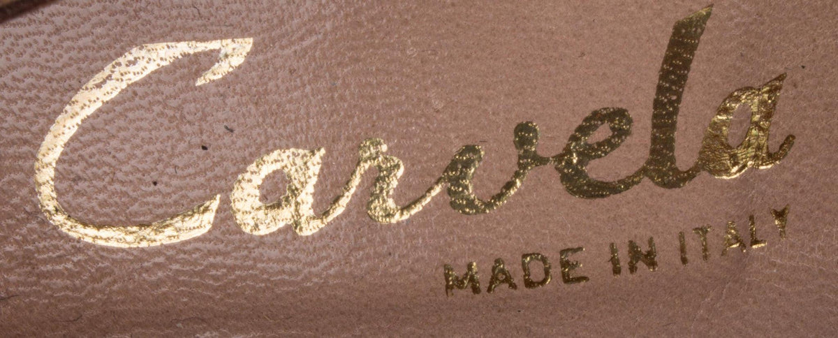 Carvela Vintage Leather Heels Taupe with Dark Brown Edging Size 38 (UK 5) - Ava & Iva