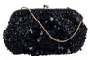Vintage Black Sequin Evening Bag/Purse with Gold Chain - Ava & Iva