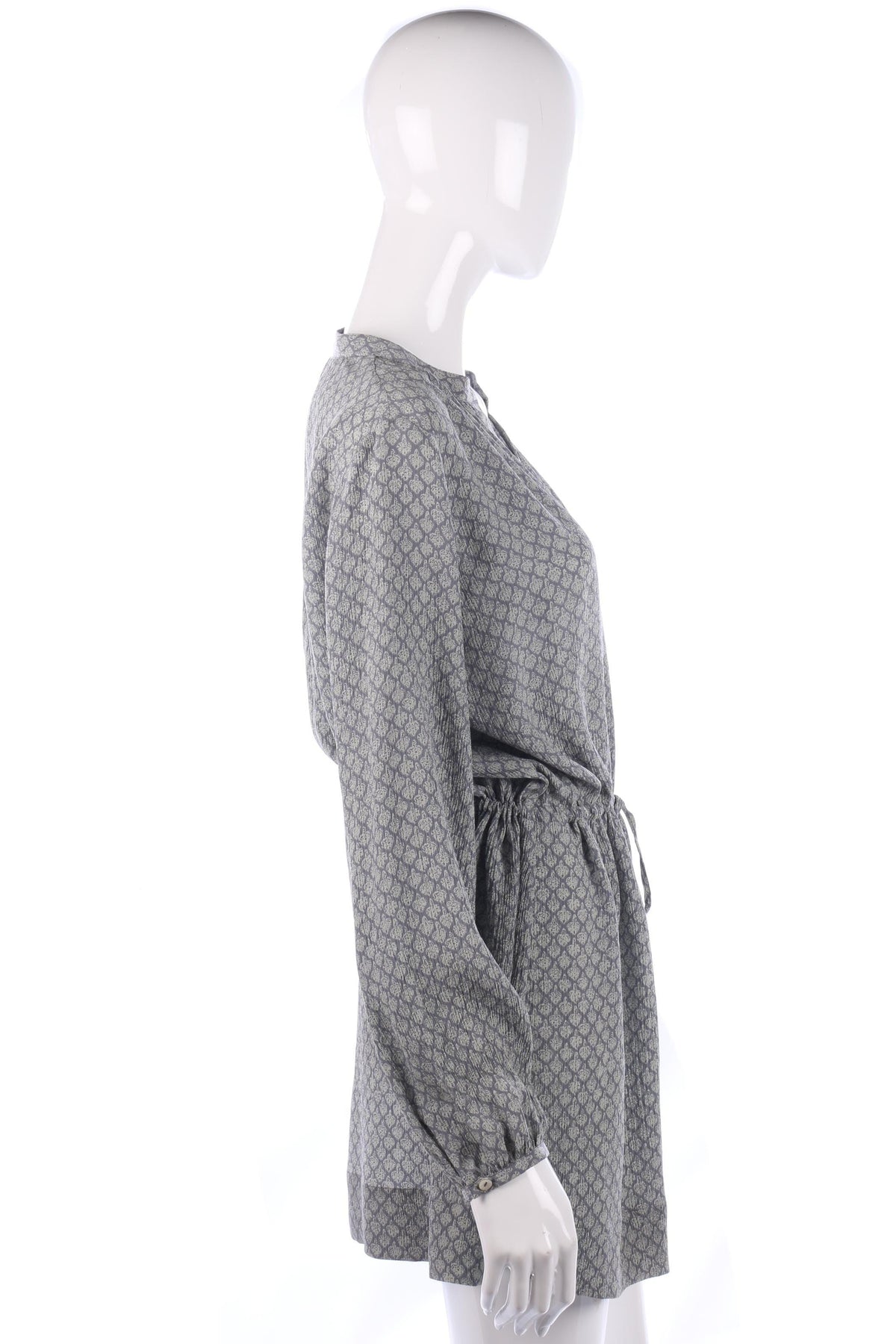 Wrap Tunic Top with Crystal Belt Silk Grey Pattern UK Size 12 - Ava & Iva