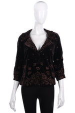 Elie Tahari Embroidered Brown Velvet Jacket Size S - Ava & Iva