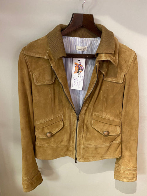 Pinko Tan Suede Jacket with Pockets IT 44 (UK 12) - Ava & Iva
